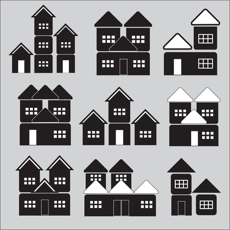 House Black and White setのイラスト素材