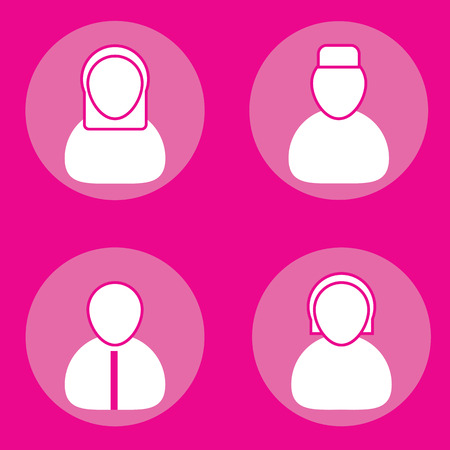 Muslim men and women icon set.のイラスト素材