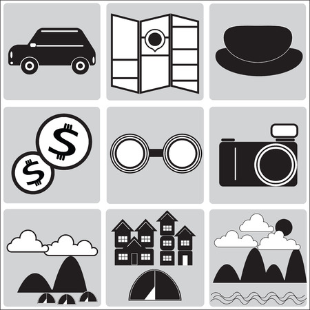Collection of travel  transport icons on white background.のイラスト素材