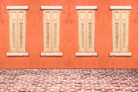 Background of Italian style  wood windowの写真素材