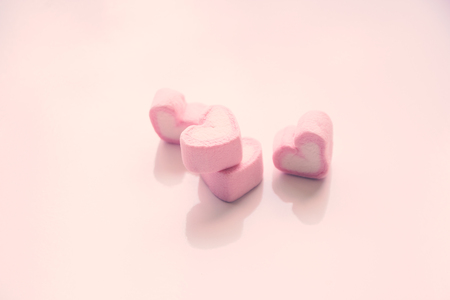 Vintage style - Heart shape pink marshmallowの写真素材