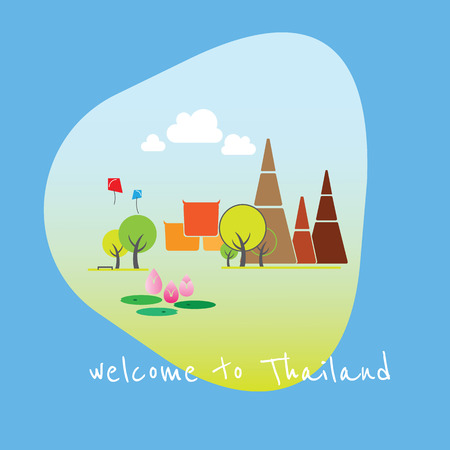 Amazing Thailand, landscape of Thailand temple. Illustration vector.のイラスト素材