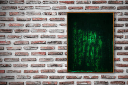 Background of empty coffee menu on brick wallの写真素材