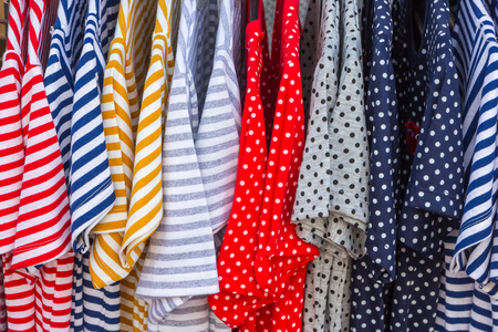 t-shirt hang background , shop in supermarket.の写真素材