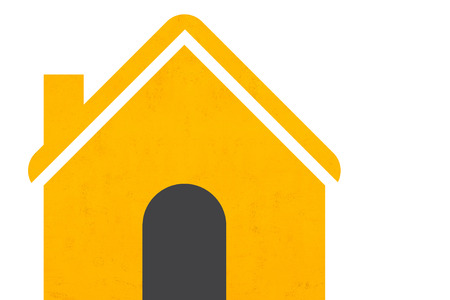 Yellow house icon set on white background.の写真素材
