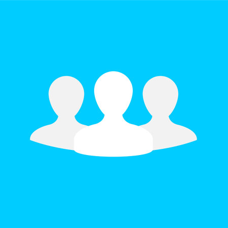 team icon isolated on blue background.