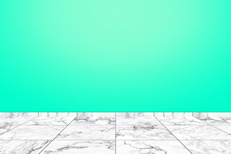 Abstract room wall with white marble floor texture.の写真素材