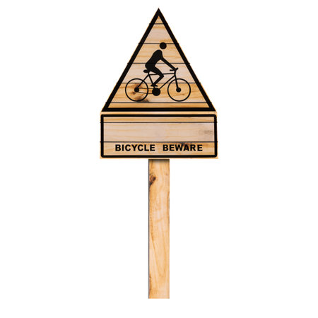 Bike sign isolated on white background. Bike wood sign.の写真素材