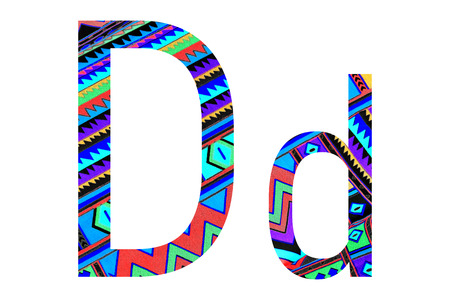 English alphabet with fabric texture isolated on white background.の写真素材