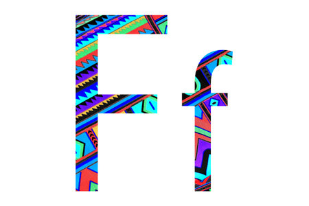 English alphabet with fabric texture isolated on white background.の写真素材