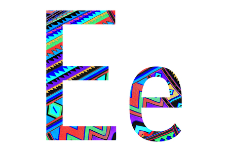 English alphabet with fabric texture isolated on white background.の写真素材