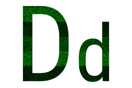 English alphabet with green grass texture isolated on white background.の写真素材