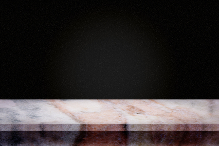 Empty top of natural marble table with black gradient wall background. For display or montage your products.の写真素材
