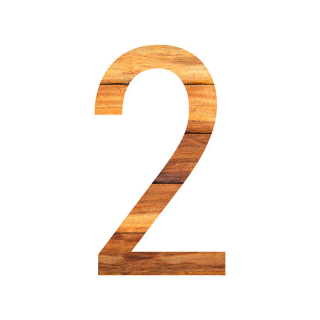 Number 2 ( two ) with vintage wood texture background.
