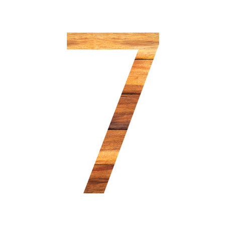 Number 7 ( seven ) with vintage wood texture background.