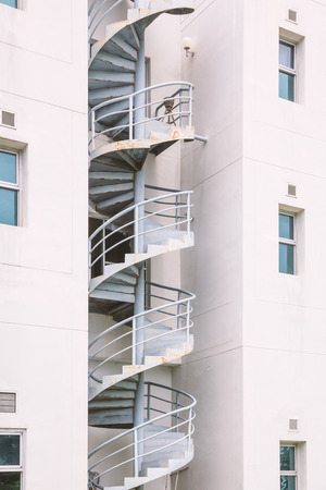 Fire escape stairs in apartment.の写真素材