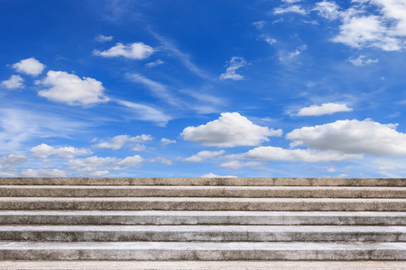 stone or concrete stair with blue sky backgroundの写真素材