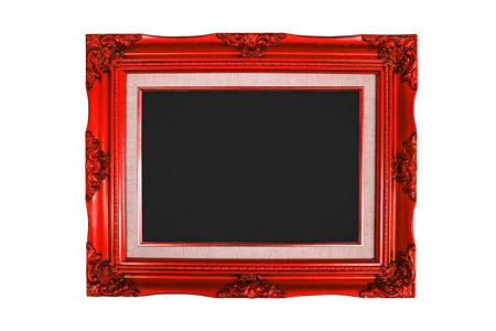 Classic wooden frame isolated on white backgroundの写真素材