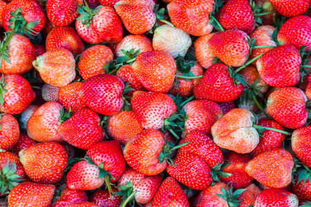 Background of red strawberry in the market.の写真素材