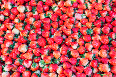 Background of red strawberry in the market.の写真素材