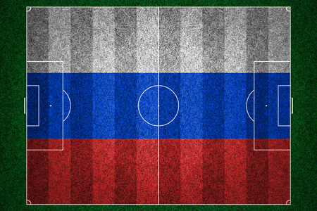 Russian flag football field background. Soccer stadium.の写真素材
