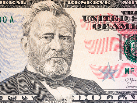 Fifty dollar with president Grant portrait for money backgroundのeditorial素材