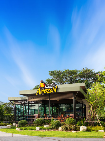 Saraburi, THAILAND - Jun 15, 2016 : Cafe Amazon shop at PTT Oil station on Jun 15, 2016 in Saraburi, THAILAND. It's a famous Thai franchise coffee house in Thailand.のeditorial素材
