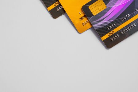 Close up credit card on white background.の写真素材