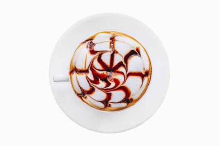 Hot coffee cup isolated on white background.の写真素材