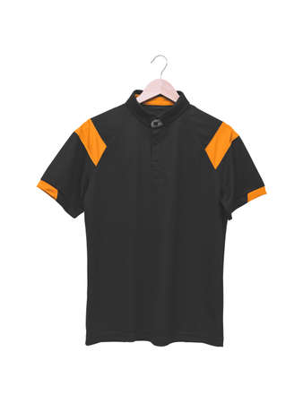 Black blank polo shirt isolated on white background.の写真素材