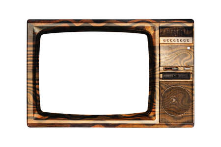 Old television isolated on white background.の写真素材