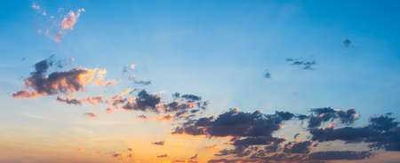 Beautiful sunset with blue sky and clouds natural background.の写真素材
