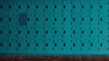 Row of high school green lockers for background.の写真素材