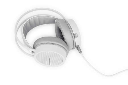 White headphone isolated on white background.の写真素材