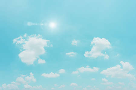 Beautiful blue sky and clouds with daylight natural background. Vintage color tone style.の写真素材