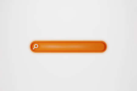 Minimal 3D orange search in empty search bar on white background. 3d rendering illustration.の写真素材