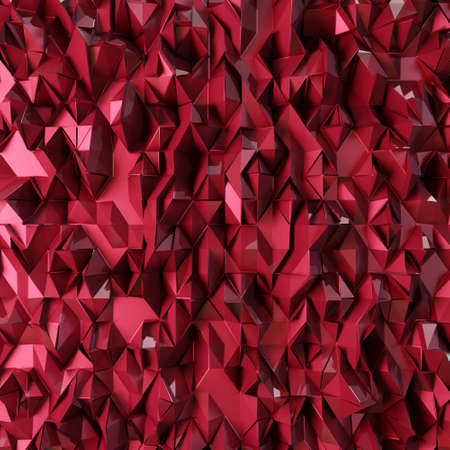 3D illustration, abstract red polygon crystal background, Futuristic polygonal shape texture, triangle pattern design. 3d rendering.の写真素材