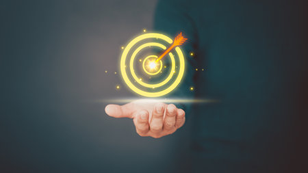 New year business ideas, goal icon in hand with target and goals in new year 2023, new concept coming in 2023 or future.の写真素材