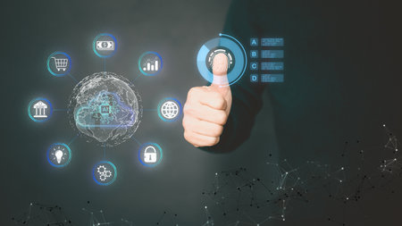 Ai technology big data and business process strategy, automate operation, customer service management, cloud computing, smart industry. Digital transformation change management, internet of things.の写真素材