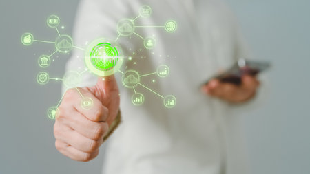 New technology big data and business process strategy, automate operation, customer service management, cloud computing, smart industry. Digital transformation change management, internet of things.の写真素材