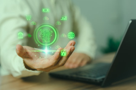 Ai technology with cloud computing. Digital transformation change management, internet of things. Technology big data and business process strategy, Financial management, smart industry.の写真素材