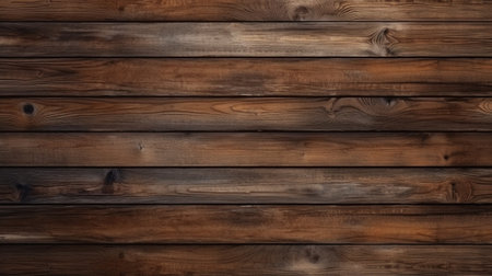 Brown rustic planks wood wall texture background with rustic charm and natural grain pattern.の素材