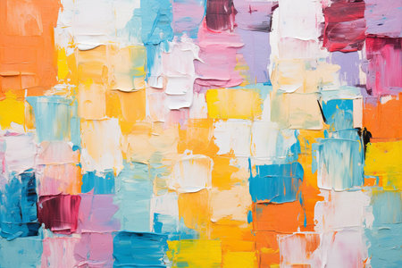 Abstract rough colorful multi-colored art painting texture, with oil brushstroke paint on canvas, created with generative ai.の素材
