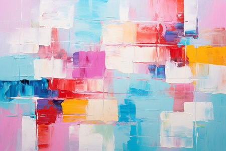 Abstract rough colorful multi-colored art painting texture, with oil brushstroke paint on canvas, created with generative ai.の素材