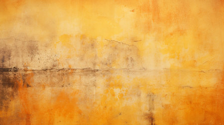 Old yellow concrete wall background, Vintage grunge texture of weathered.の素材