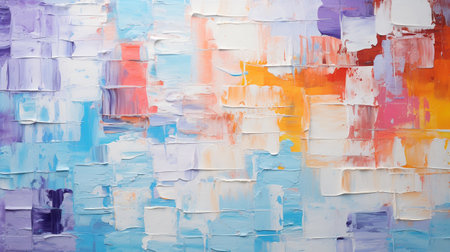 Abstract rough colorful multi-colored art painting texture, with oil brushstroke paint on canvas, created with generative ai.の素材