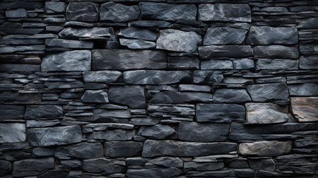 Close-Up of natural stone texture flat wall background, Rough grey stonework backdrop.の素材