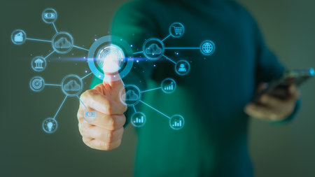 New technology big data and business process strategy, automate operation, customer service management, cloud computing, smart industry. Digital transformation change management, internet of things.の写真素材
