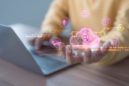 Ai technology, cloud computing. Digital transformation change management, internet of things. Technology big data and business process strategy, Financial management and digital smart industry.の写真素材