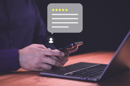 Business concept of testimonial customer service and feedback, good, the best of product and...
